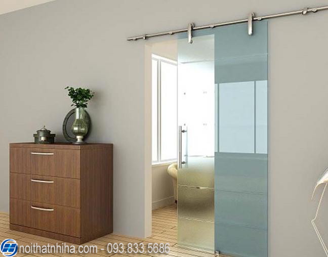 Cửa lùa kính cường lực ray treo