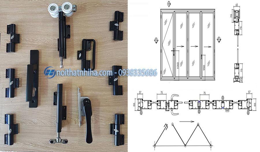 cửa mở trượt 4 cánh