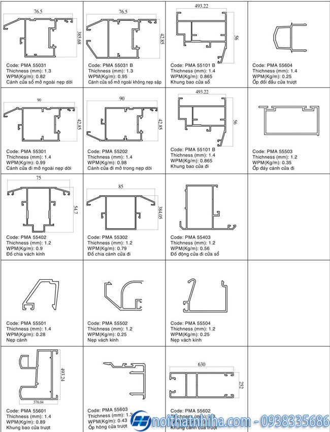 Cửa sổ nhôm PMA