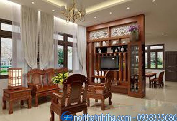 Các kiểu vách ngăn phòng khách và bếp gỗ tự nhiên mang đến vẻ đẹp cổ điển