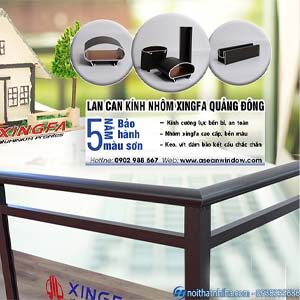 lan can kính tay vịn nhôm xingfa