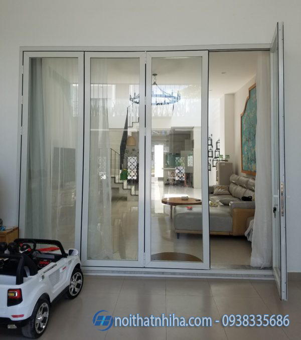 mẫu cửa đi 4 cánh nhôm kính