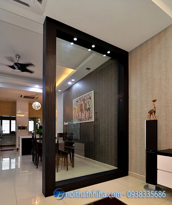 Phá cách với vách ngăn phòng khách và bếp bằng kính - Noithatnhiha.com