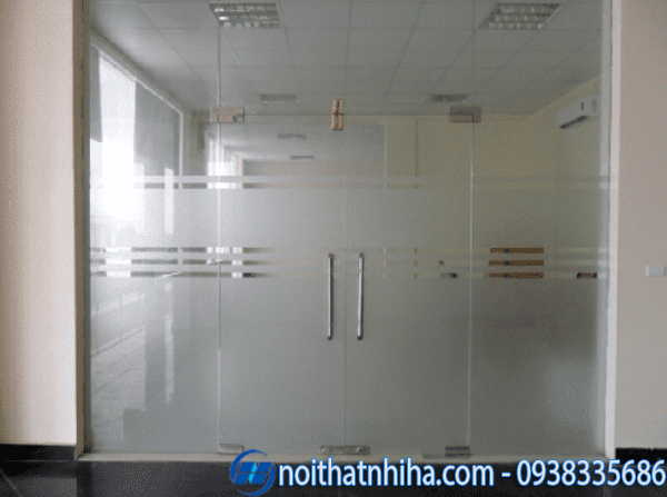 Cửa thủy lực 2 cánh kính mờ