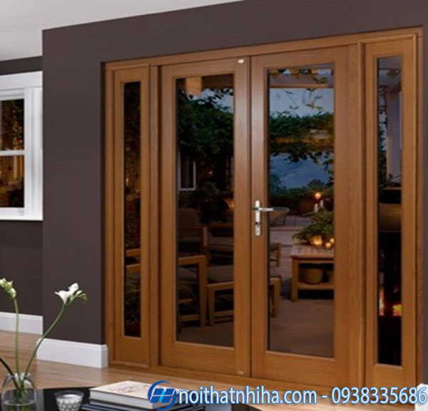 Cửa thủy lực 2 cánh khung gỗ