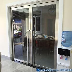 cua kinh cuong luc khung inox Cửa kính cường lực khung nhôm