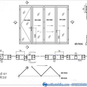 cửa nhôm xingfa hệ 63 bản vẽ