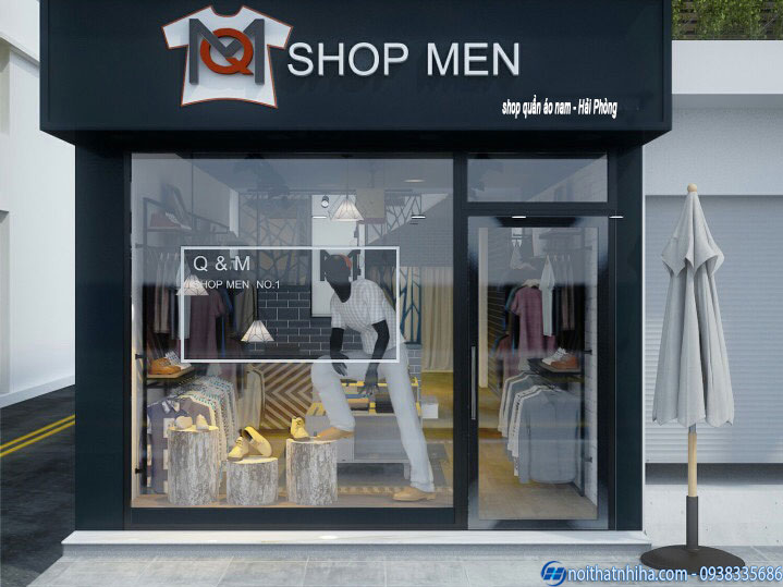 Cửa kính khung sắt 1 cánh lắp đặt cho mặt tiền shop quần áo