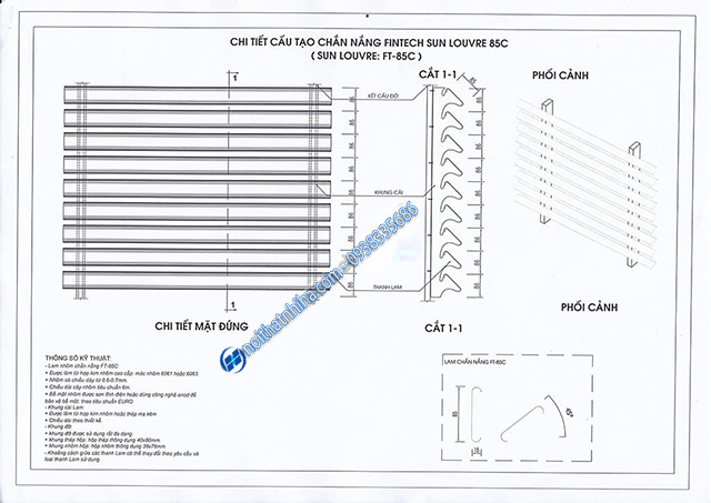 Cấu tạo lam nhôm chắn nắng chữ C