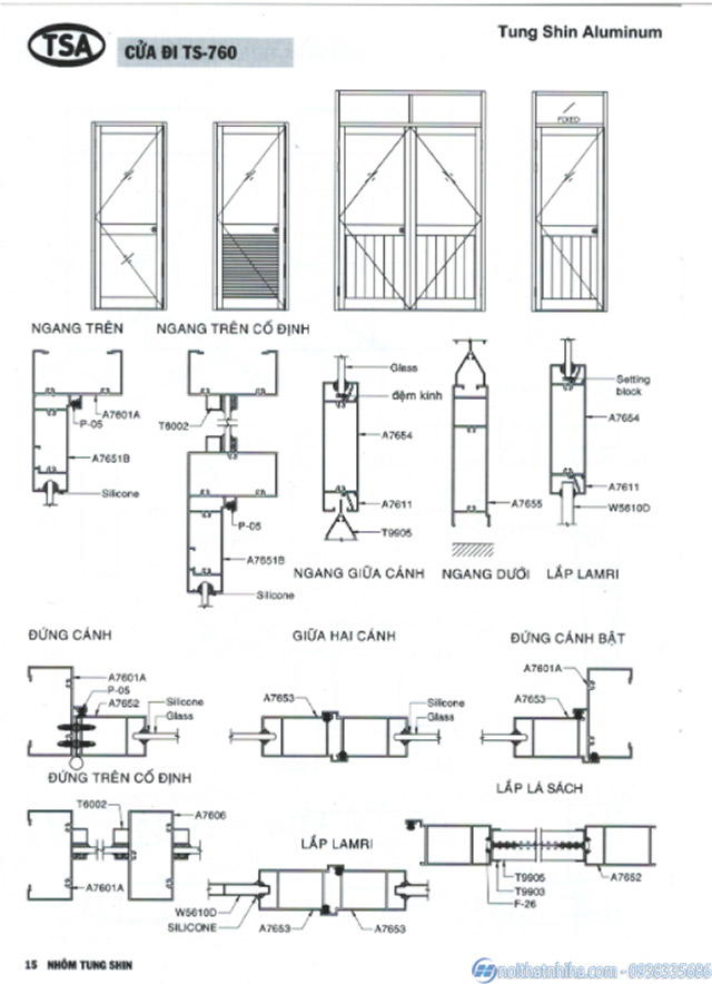 CỬA ĐI TS - 760 NHÔM TUNGSHIN