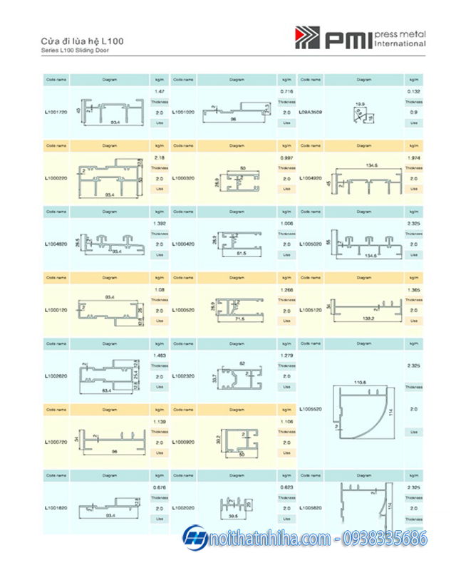 Catalogue nhôm PMI