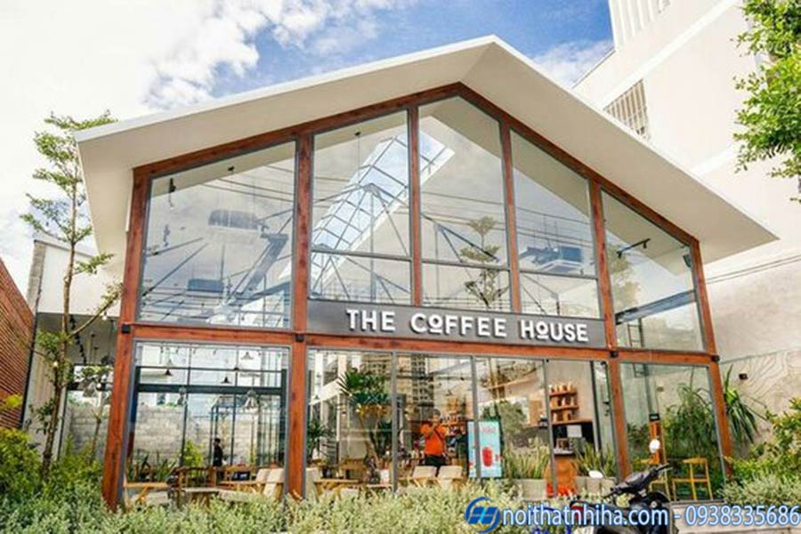 Mẫu nhà khung thép vách kính cho quán cafe the coffee house