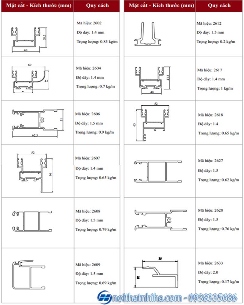 Cửa nhôm Việt Pháp hệ 2600