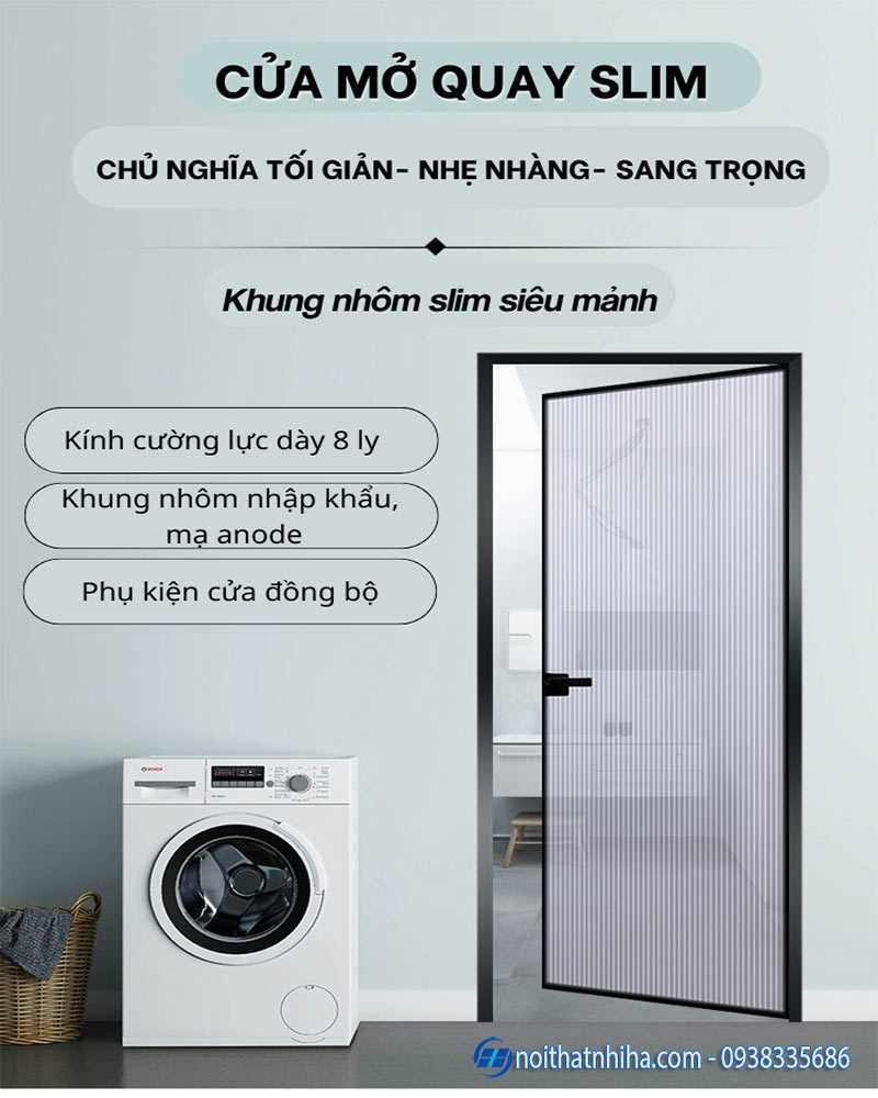 Cửa nhôm slim mở quay