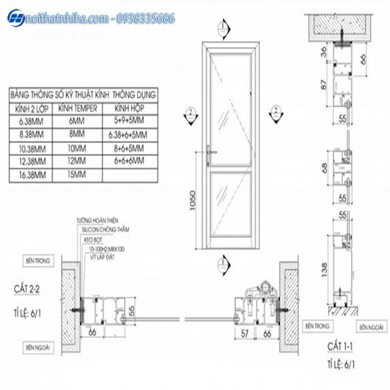 Cửa đi mở quay 1 cánh nhôm Xingfa