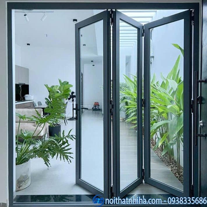 Cửa đi xếp trượt 3 cánh nhôm Xingfa 3 Cửa đi xếp trượt 3 cánh nhôm Xingfa cho phòng khách
