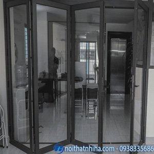 cửa đi xếp trượt 4 cánh nhôm xingfa