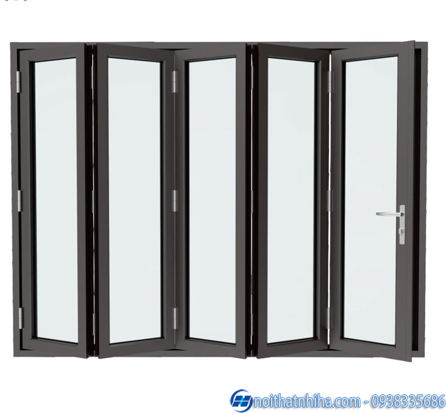 Cửa đi xếp trượt 5 cánh nhôm Xingfa 3 Cửa đi xếp trượt 5 cánh nhôm Xingfa
