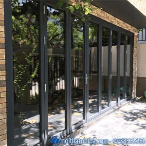 Cửa đi xếp trượt 8 cánh nhôm xingfa