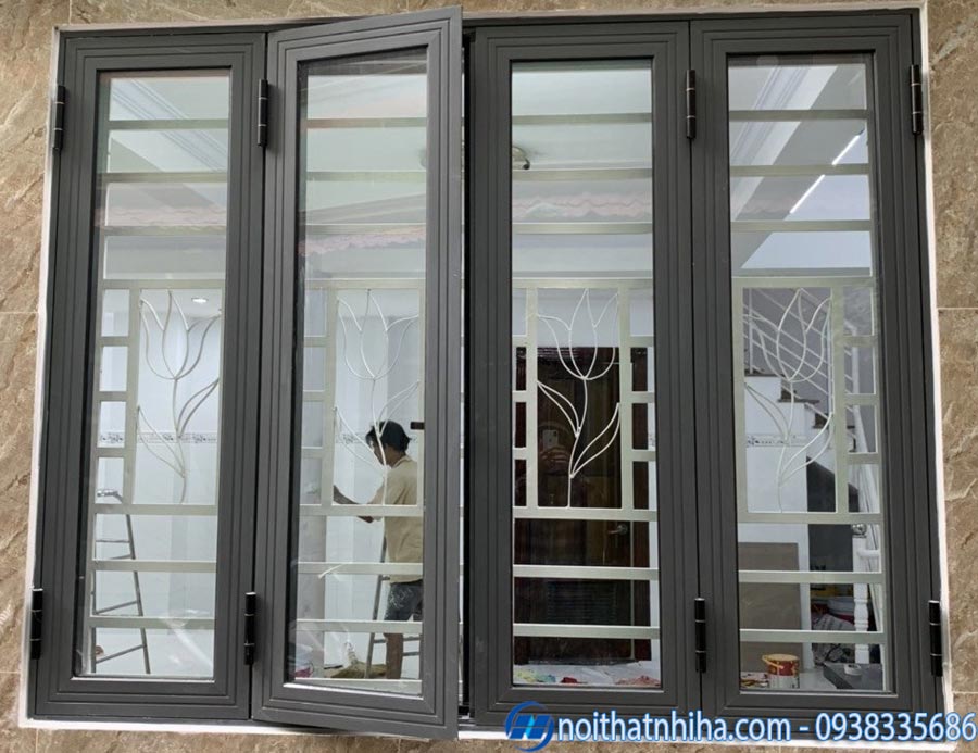Cửa sổ mở quay 4 cánh nhôm Xingfa sử dụng phụ kiện kinlong nhập khẩu chất lượng